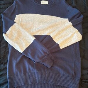 American Eagle Outfitters Navy and Light Gray Crewneck Sweater